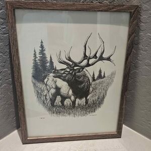 14" X 12" Signed B Garcia Pencil Drawing Elk
